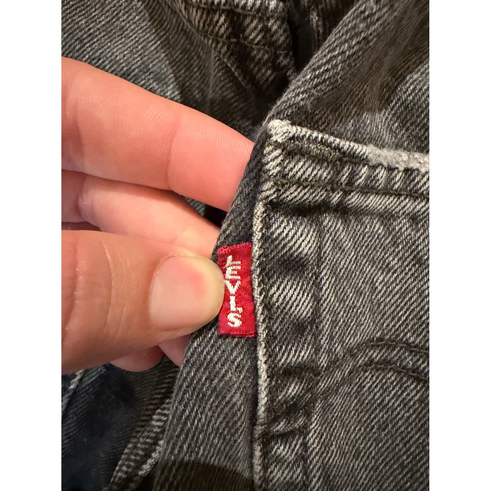 Levis 501 Original Jeans Womens W24 L32 Black Grey Straight Leg Raw Hem Premium - Picture 4 of 7